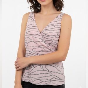 CAbi Women's Sophia Cami Blush Pink Gray Peplum  Wrap Tank Top Sz 6
